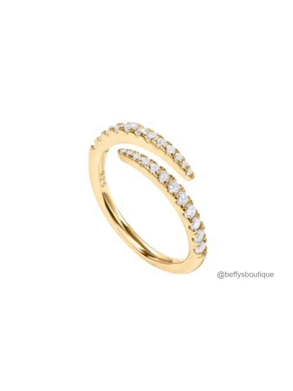 14K Gold Plated Cubic Zirconia Open Twist Eternity Band Ring Women